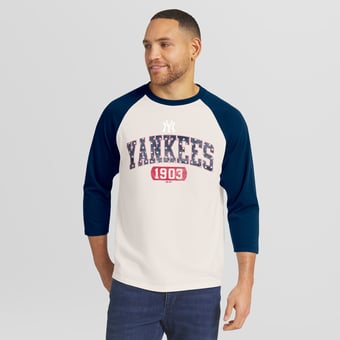 Men's Darius Rucker Collection by Fanatics  Cream/Navy New York Yankees Americana 3/4-Sleeve Raglan T-Shirt