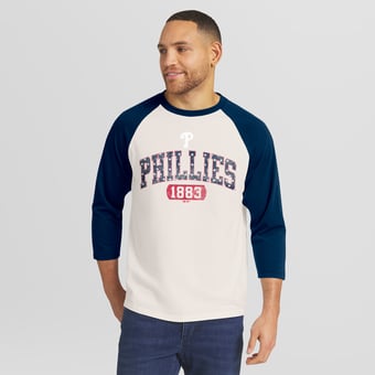 Men's Darius Rucker Collection by Fanatics  Cream/Navy Philadelphia Phillies Americana 3/4-Sleeve Raglan T-Shirt
