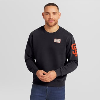 Men's Darius Rucker Collection by Fanatics Black San Francisco Giants Washed Crew Neck Pullover Sweatshirt