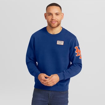 Men's Darius Rucker Collection by Fanatics Royal New York Mets Washed Crew Neck Pullover Sweatshirt