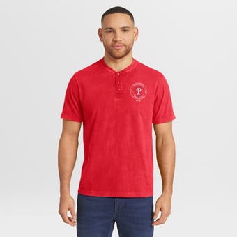 Men's Darius Rucker Collection by Fanatics  Red Philadelphia Phillies Washed Henley Shirt