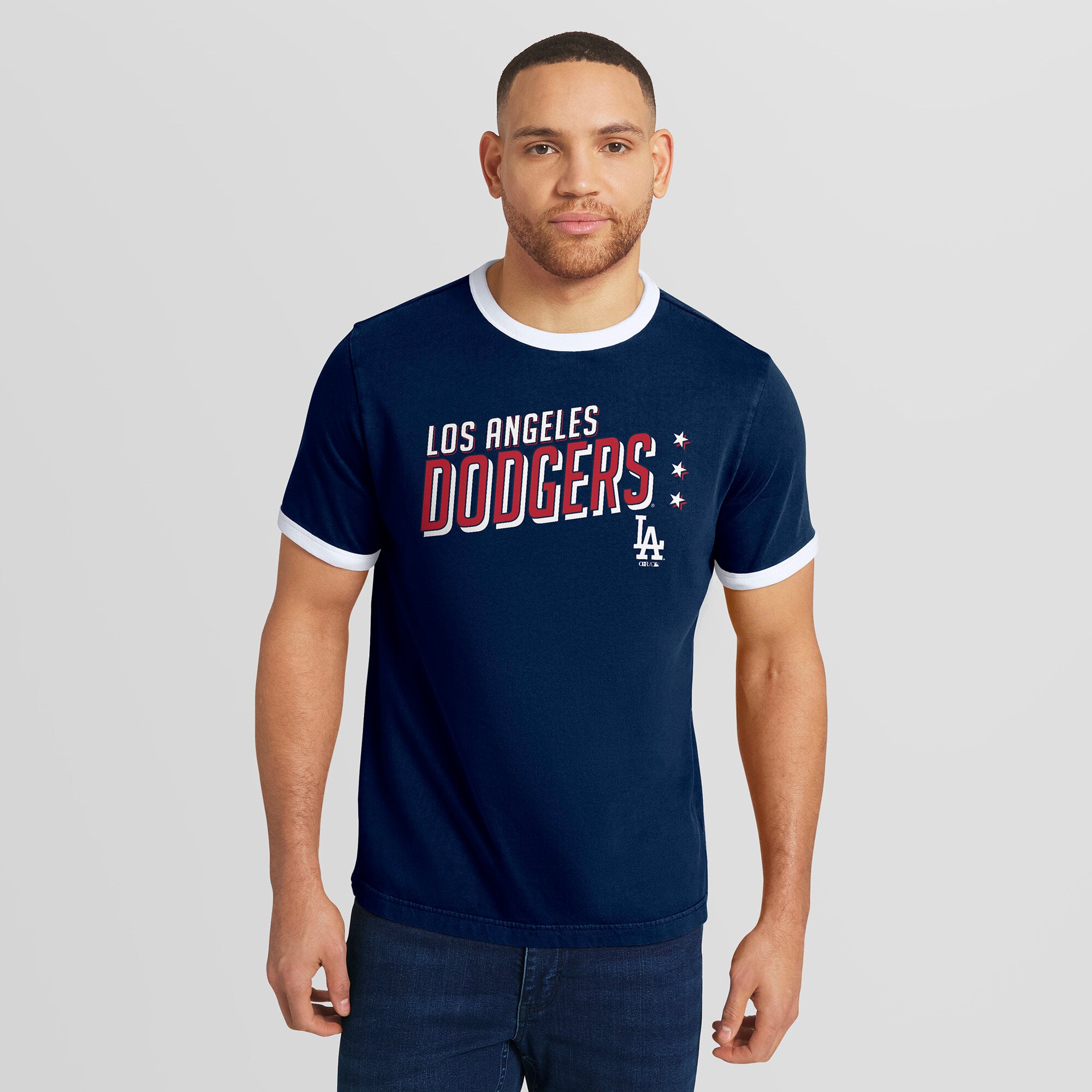 Men's Darius Rucker Collection by Fanatics  Navy Los Angeles Dodgers Americana Washed Ringer T-Shirt