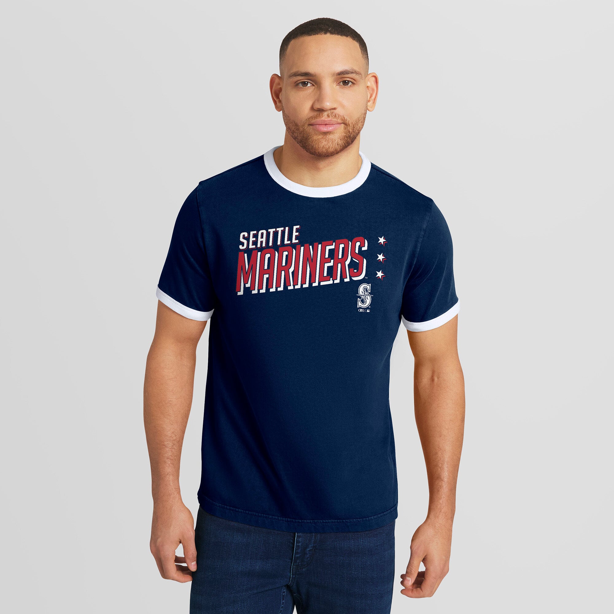 Men's Darius Rucker Collection by Fanatics  Navy Seattle Mariners Americana Washed Ringer T-Shirt