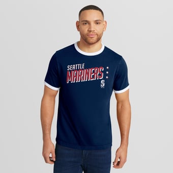 Men's Darius Rucker Collection by Fanatics  Navy Seattle Mariners Americana Washed Ringer T-Shirt