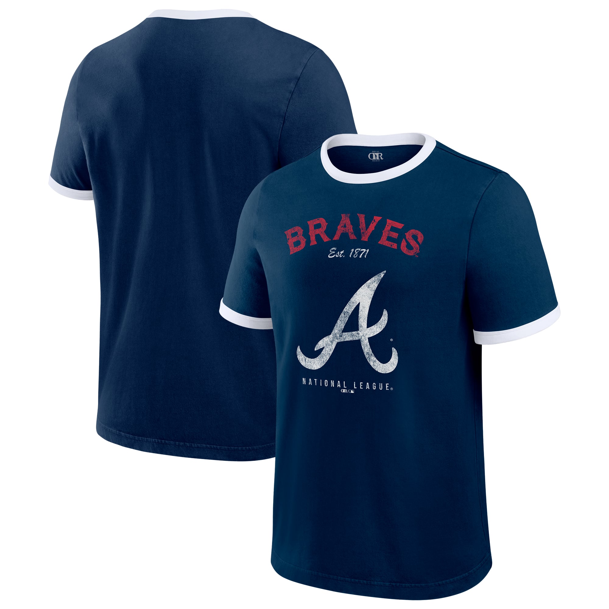 Men's Darius Rucker Collection by Fanatics  Navy Atlanta Braves Washed Ringer T-Shirt