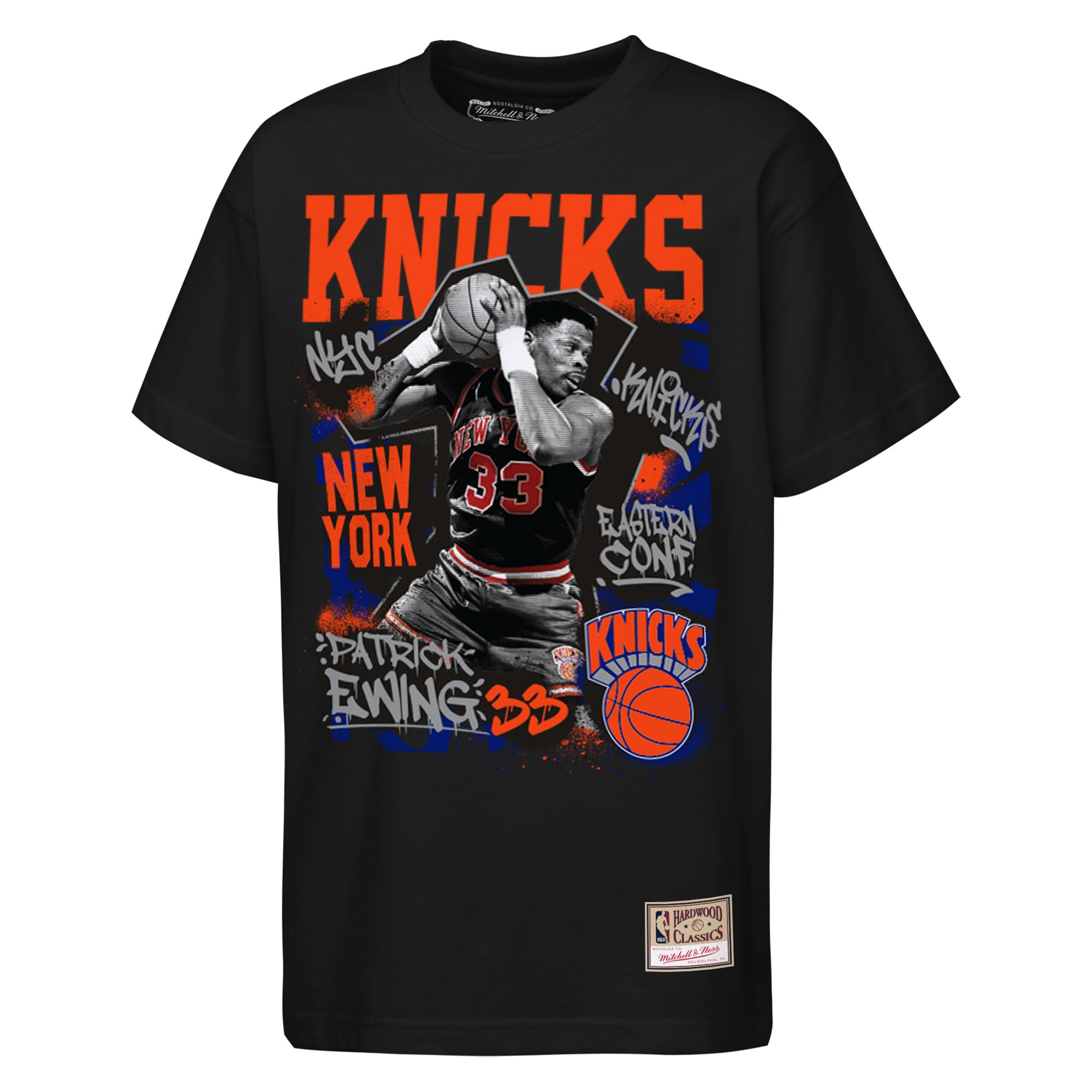 Youth Mitchell & Ness Patrick Ewing Black New York Knicks Hardwood Classics Star Moment T-Shirt