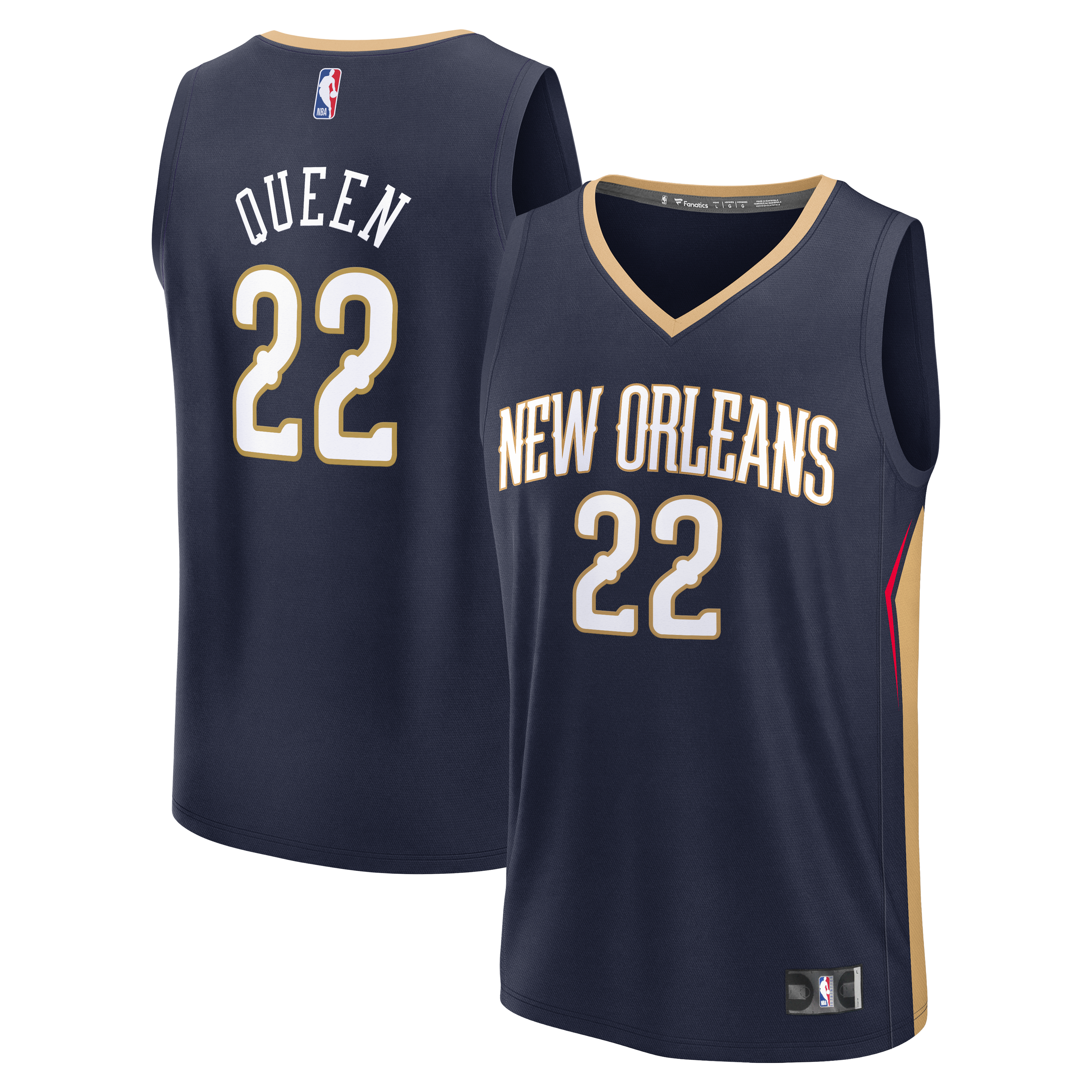 Men's Fanatics Derik Queen Navy New Orleans Pelicans Fast Break Replica Jersey - Icon Edition