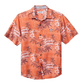 Men's Tommy Bahama Orange Houston Astros Coconut Point Isla Palmetta Button-Up COOLMAX Shirt