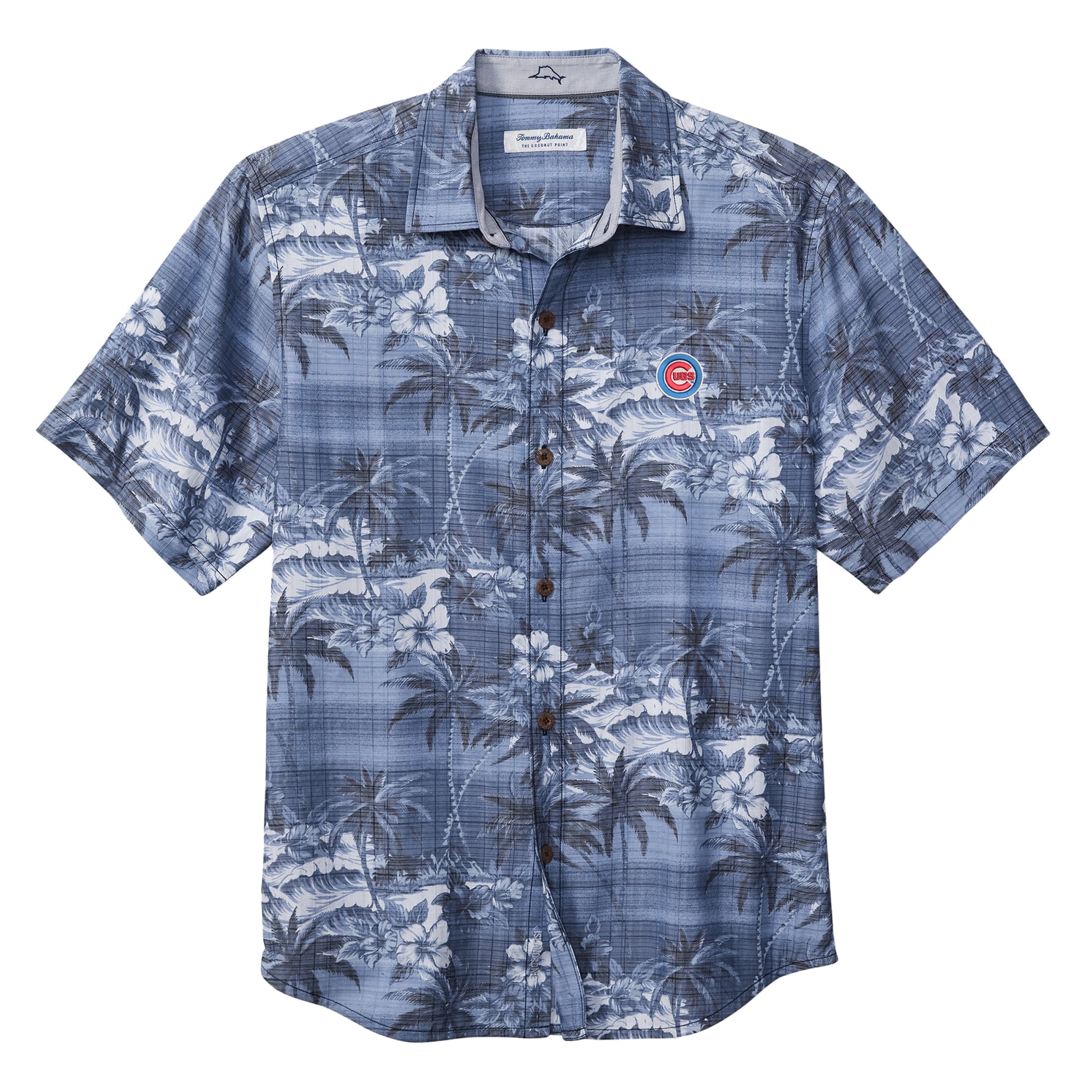 Men's Tommy Bahama Royal Chicago Cubs Coconut Point Isla Palmetta Button-Up COOLMAX Shirt