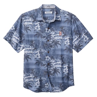 Men's Tommy Bahama Navy Boston Red Sox Coconut Point Isla Palmetta Button-Up COOLMAX Shirt