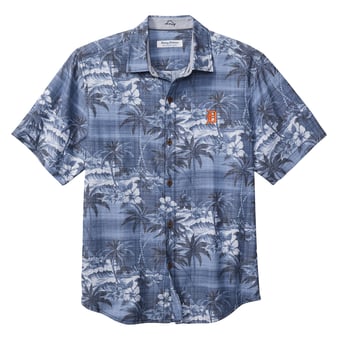 Men's Tommy Bahama Navy Detroit Tigers Coconut Point Isla Palmetta Button-Up COOLMAX Shirt