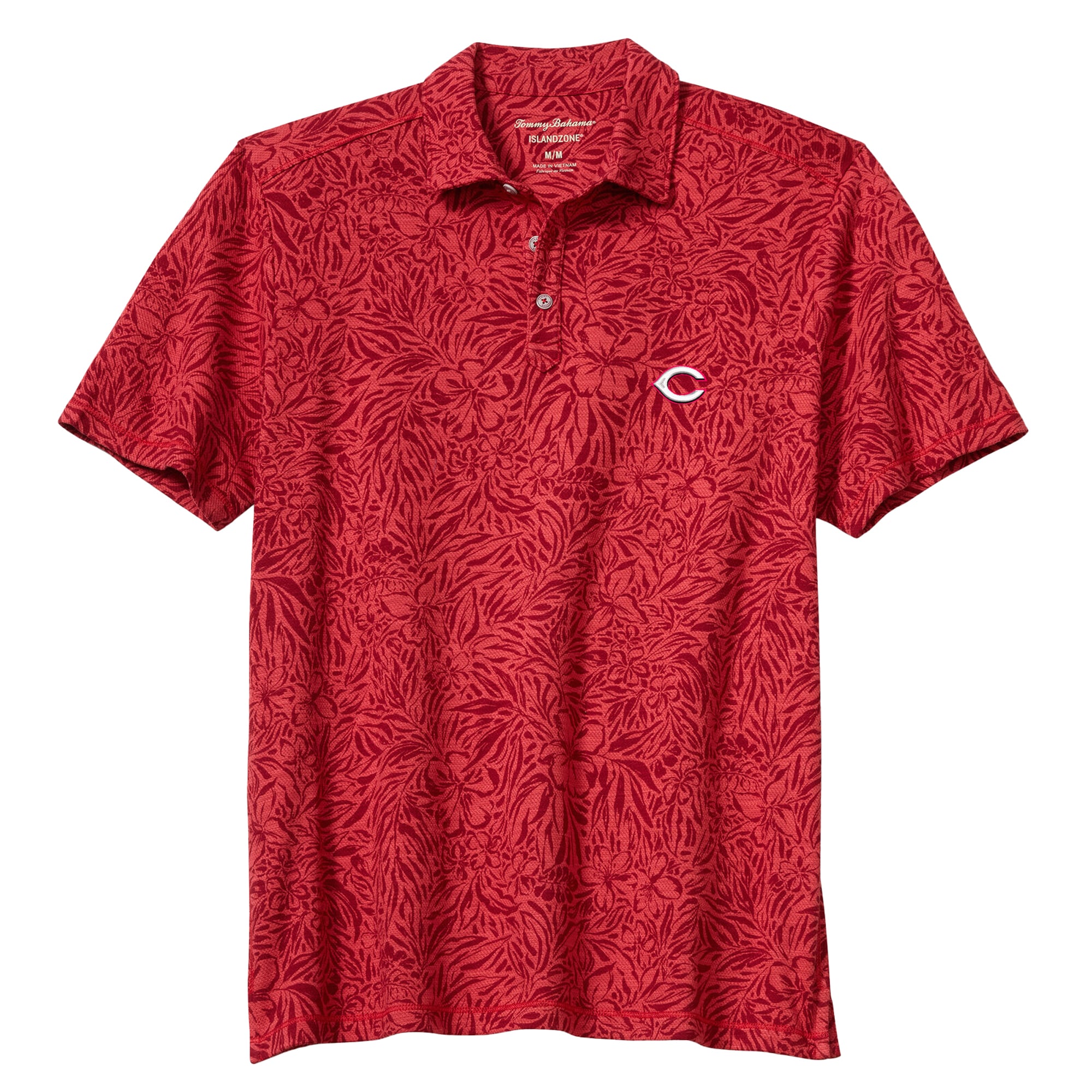 Men's Tommy Bahama  Red Cincinnati Reds Wild Hibiscus Tri-Blend IslandZone Polo