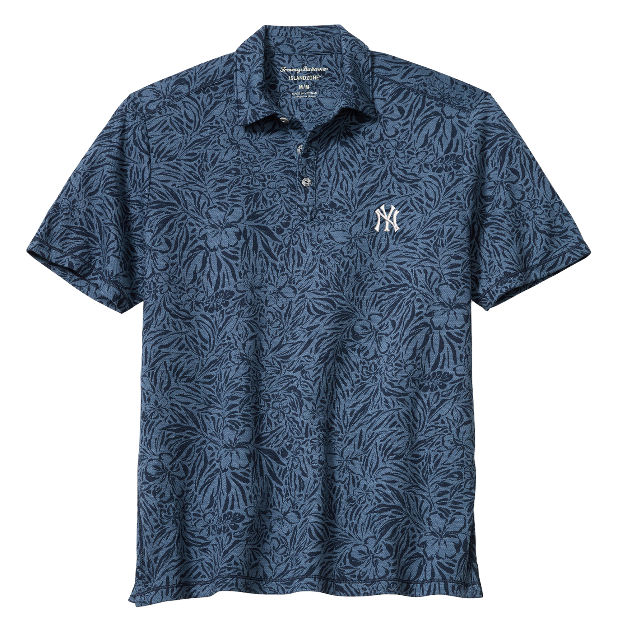 Men's Tommy Bahama  Navy New York Yankees Wild Hibiscus Tri-Blend Polo