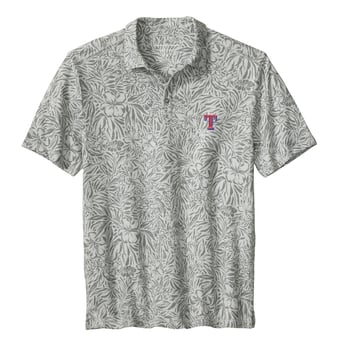 Men's Tommy Bahama  Gray Texas Rangers Wild Hibiscus Tri-Blend IslandZone Polo