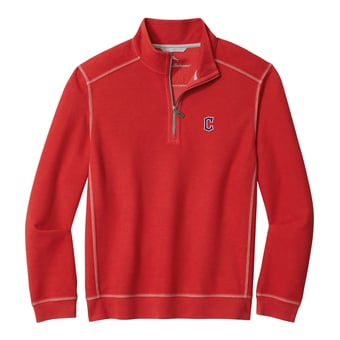 Men's Tommy Bahama Red Cleveland Guardians Montego Bay Half-Zip Sweatshirt
