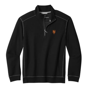 Men's Tommy Bahama Black New York Mets Montego Bay Half-Zip Sweatshirt