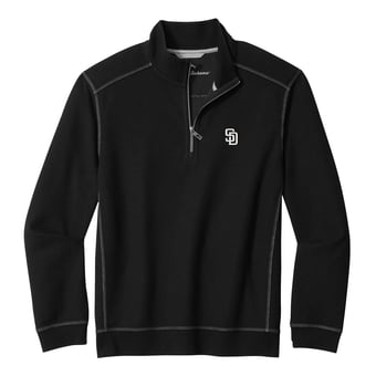 Men's Tommy Bahama Black San Diego Padres Montego Bay Half-Zip Sweatshirt