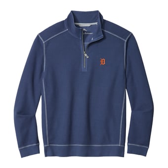 Men's Tommy Bahama Navy Detroit Tigers Montego Bay Half-Zip Sweatshirt