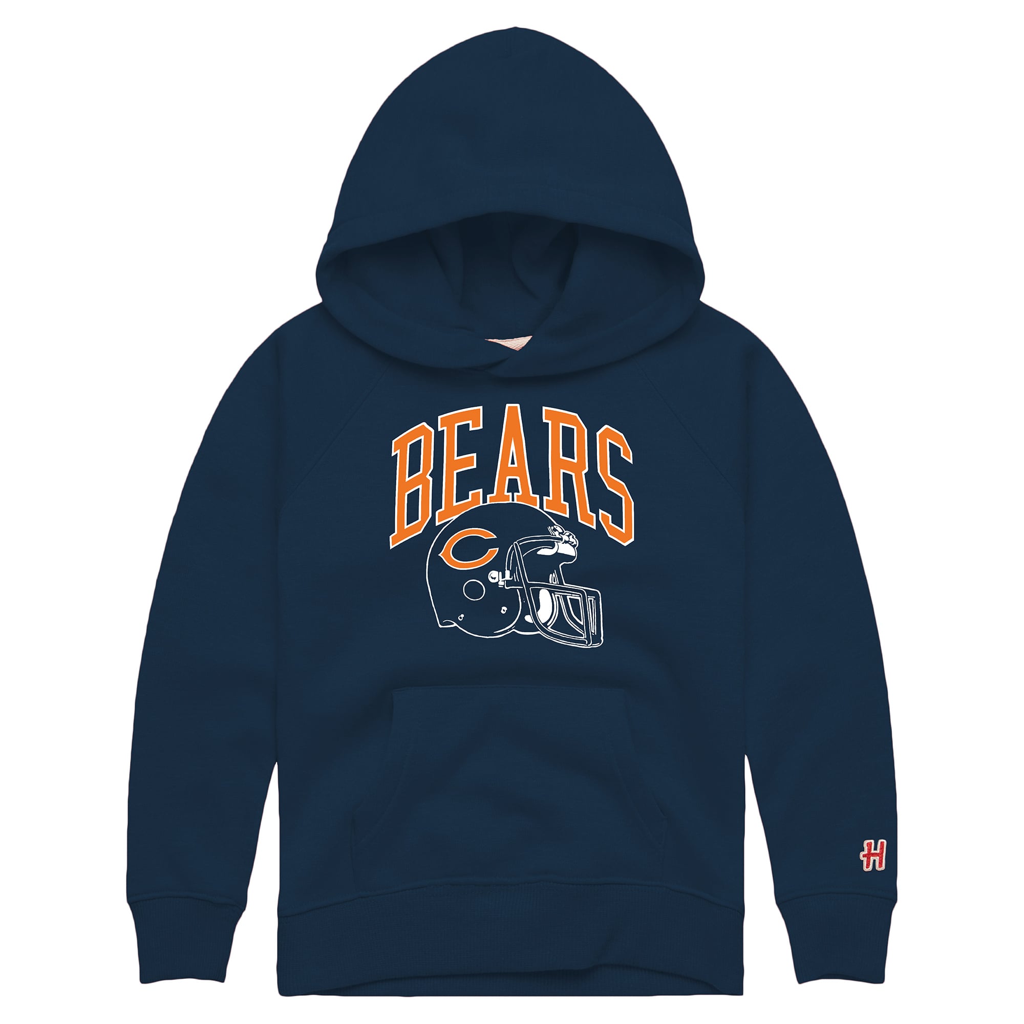 Youth Homage Navy Chicago Bears Helmet Retro Tri-Blend Hoodie