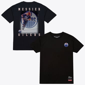 Men's Mitchell & Ness Mark Messier Black Edmonton Oilers Photo T-Shirt