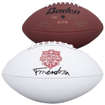 Fernando Mendoza Indiana Hoosiers Autographed College Football Playoff 2025 National Champions Baden White Panel Logo Football