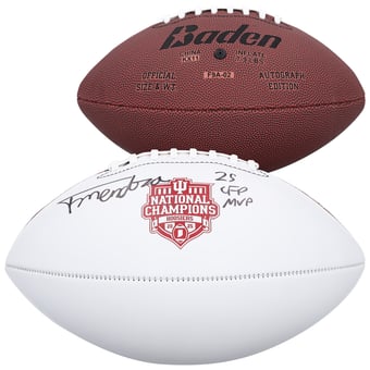 Fernando Mendoza Indiana Hoosiers Autographed College Football Playoff 2025 National Champions Baden White Panel Logo Football with "25 CFP MVP" Inscription