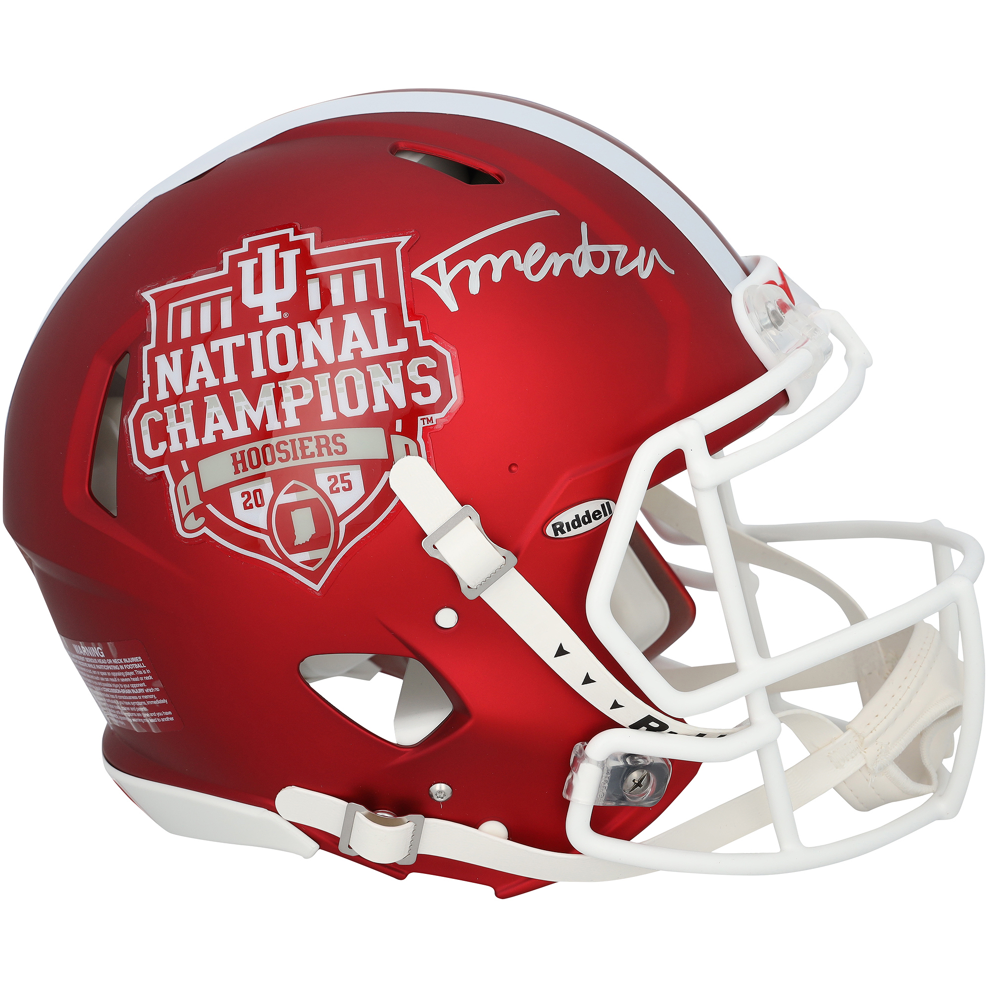 Fernando Mendoza Indiana Hoosiers Autographed College Football Playoff 2025 National Champions Riddell Logo Speed Authentic Helmet