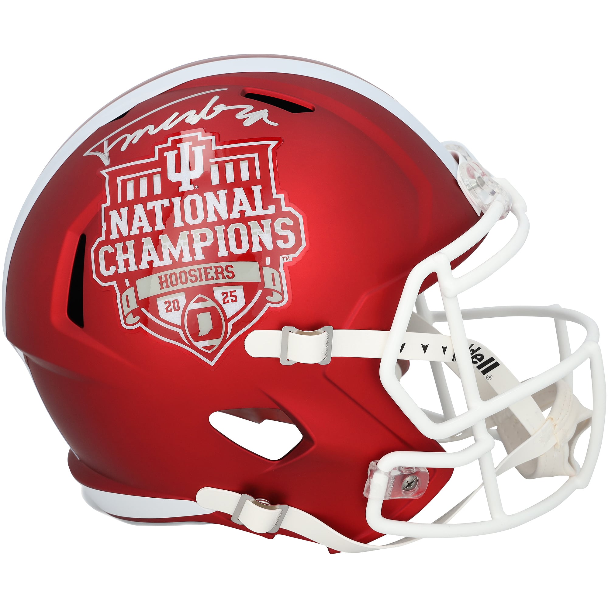 Fernando Mendoza Indiana Hoosiers Autographed College Football Playoff 2025 National Champions Riddell Logo Speed Replica Helmet
