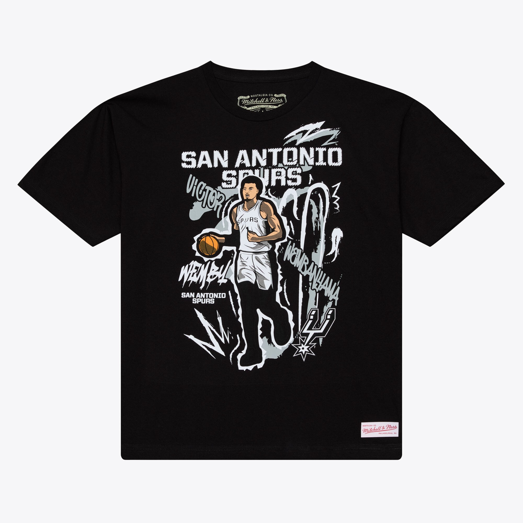 Men's Mitchell & Ness Victor Wembanyama Black San Antonio Spurs Chalked Up T-Shirt
