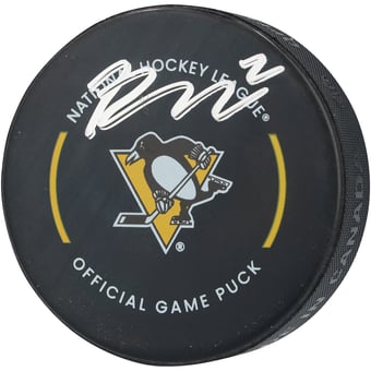Rutger McGroarty Pittsburgh Penguins Autographed Official Game Puck