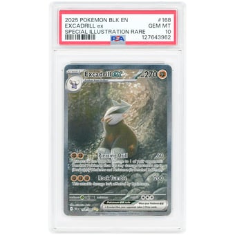 Excadrill EX 2025 Pokemon Black Bolt Special Illustration Rare #168 PSA Authenticated 10 Card