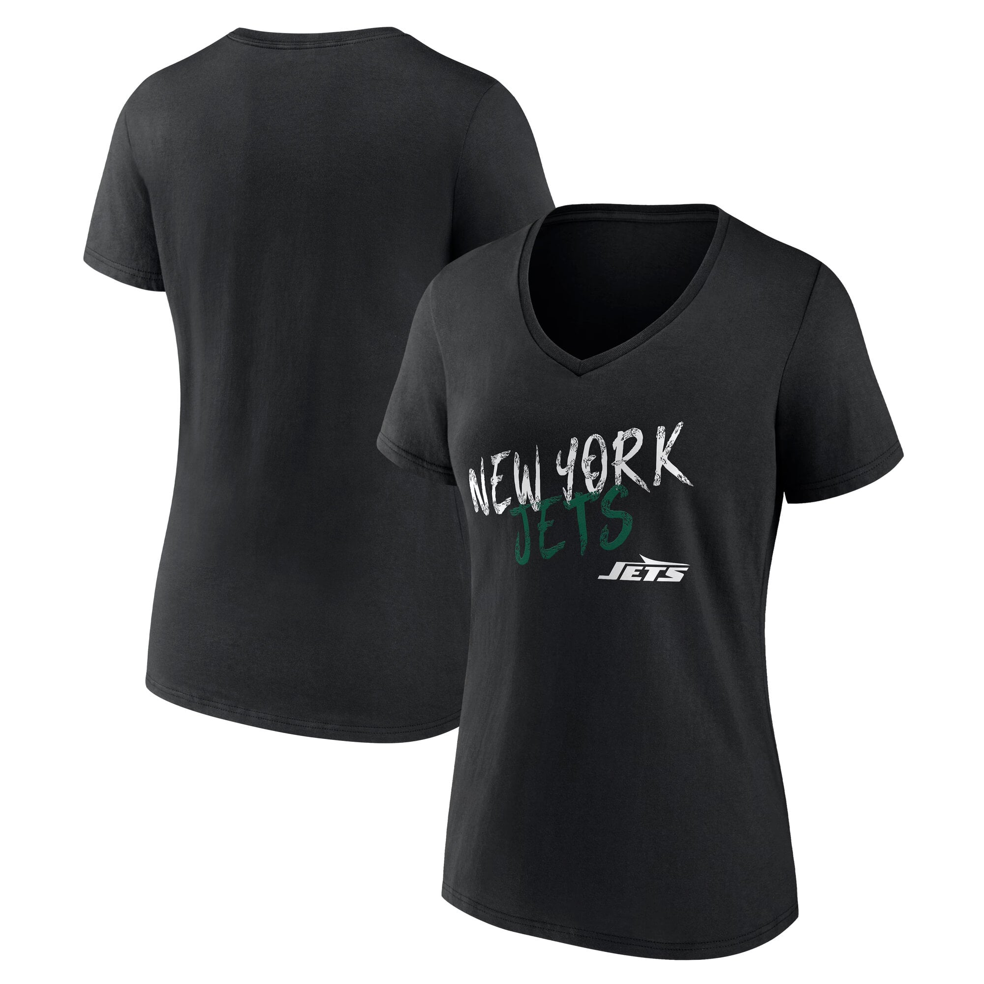 Women's Black New York Jets Hustle V-Neck T-Shirt