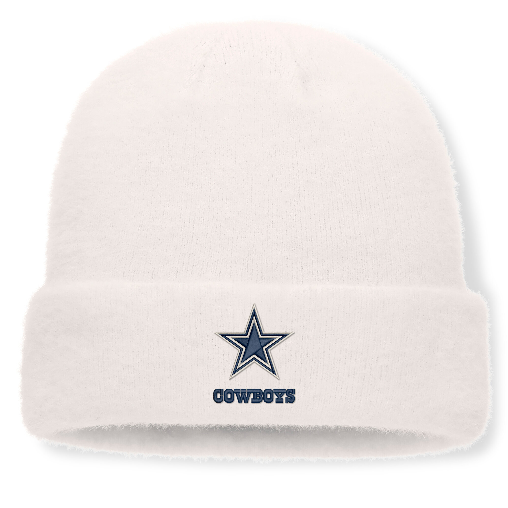 Women's Fanatics White Dallas Cowboys Puff Fuzzy Fleece Cuffed Knit Hat