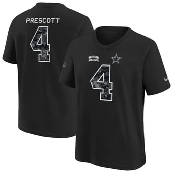 Youth Nike Dak Prescott Black Dallas Cowboys 2026 Salute to Service Name & Number T-Shirt