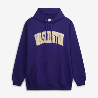 Men's Champion  Purple Washington Huskies Arch Over Tackle Twill Big & Tall Hoodie