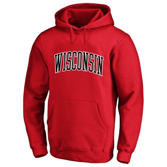 Men's Champion  Red Wisconsin Badgers Arch Over Tackle Twill Big & Tall Hoodie