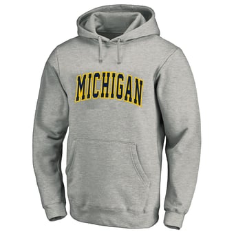 Men's Champion  Heather Gray Michigan Wolverines Arch Over Tackle Twill Big & Tall Hoodie