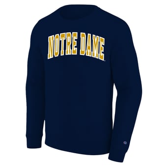 Men's Big and Tall Champion Navy Notre Dame Fighting Irish Arch Applique Sweatshirt