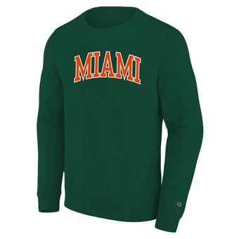 Men's Champion Green Miami Hurricanes Arch Applique Big & Tall Sweatshirt
