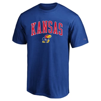 Men's Champion  Royal Kansas Jayhawks Champion Big & Tall Team Arch Over Wordmark T-Shirt