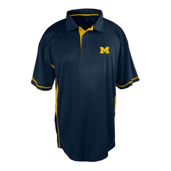 Men's Profile Navy Michigan Wolverines Big & Tall Color Block Panel Polo