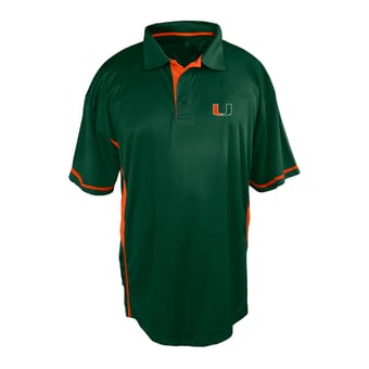 Men's Profile Green Miami Hurricanes Big & Tall Color Block Panel Polo