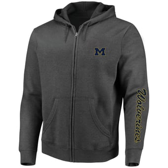 Men's Champion Heather Charcoal Michigan Wolverines Big & Tall Full-Zip Hoodie