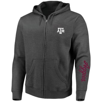 Men's Champion Heather Charcoal Texas A&M Aggies Big & Tall Full-Zip Hoodie