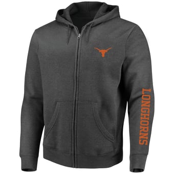 Men's Champion Heather Charcoal Texas Longhorns Big & Tall Full-Zip Hoodie