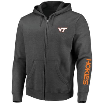Men's Champion Heather Charcoal Virginia Tech Hokies Big & Tall Full-Zip Hoodie