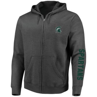 Men's Champion Heather Charcoal Michigan State Spartans Big & Tall Full-Zip Hoodie