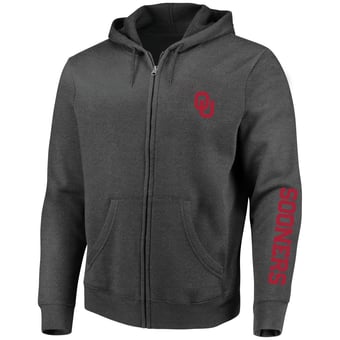 Men's Champion Heather Charcoal Oklahoma Sooners Big & Tall Full-Zip Hoodie