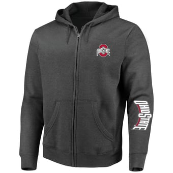 Men's Champion Heather Charcoal Ohio State Buckeyes Big & Tall Full-Zip Hoodie