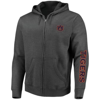 Men's Champion Heather Charcoal Auburn Tigers Big & Tall Full-Zip Hoodie